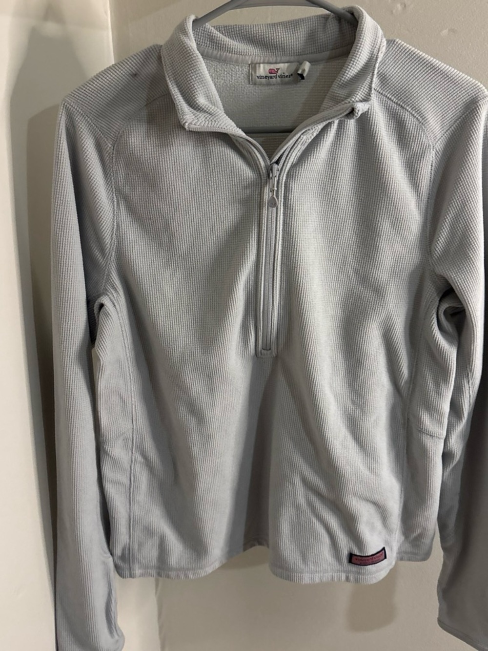 Vineyard Vines Light Gray Quarter-Zip Waffle Pullover